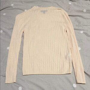 Banana Republic Women's Cream Mock Neck Ribbed Sweater